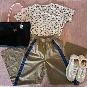 Urban Outfitters Tan Joggers with Navy Accents